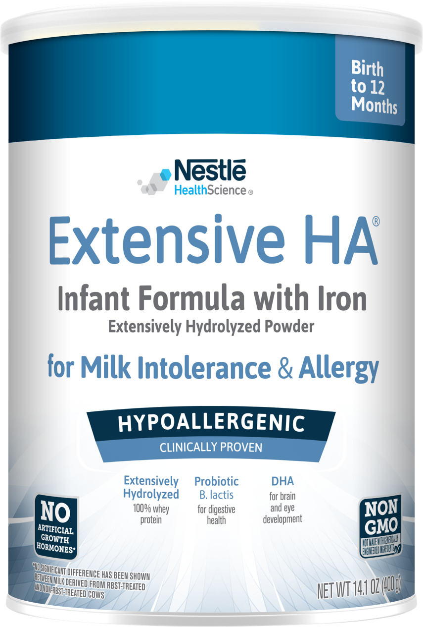 Extensive HA infant formula with iron