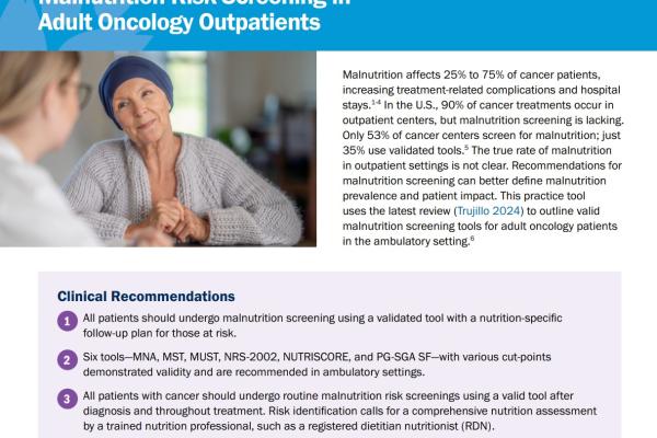 Malnutrition Risk Screening in Adult Oncology Outpatients